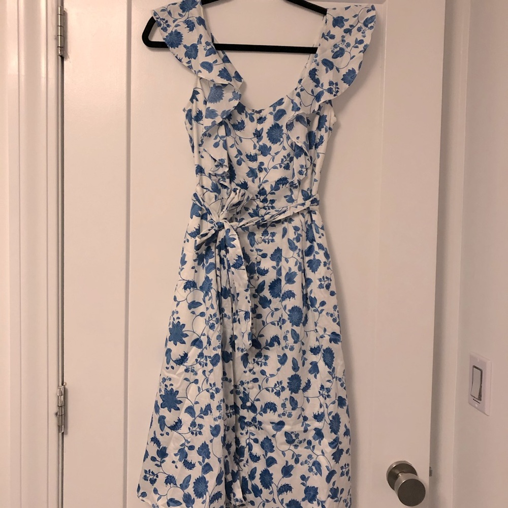 Gal meets glam blue and white dress